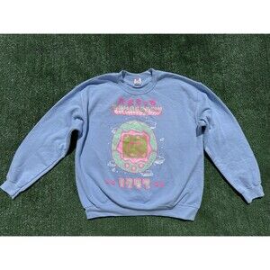 OMOCAT Tamagotchi 1997 Rare Crewneck Sweatshirt Light Blue Size Large Nostalgia